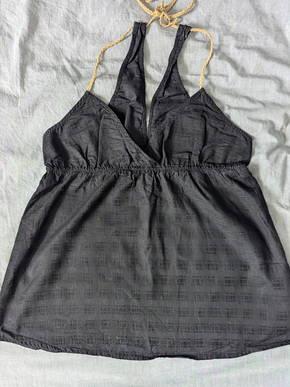 Volcom Black Tie-Back Tank with Rope Straps